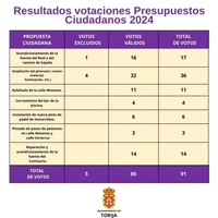 Imagen de los resultados tras los votos de los vecinos.