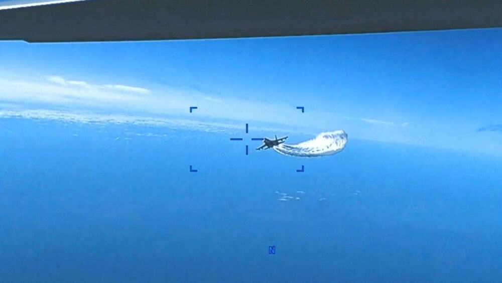 View from a U.S. Air Force unmanned MQ-9 aircraft of a incident over the Black Sea  / U.S. EUROPEAN COMMAND