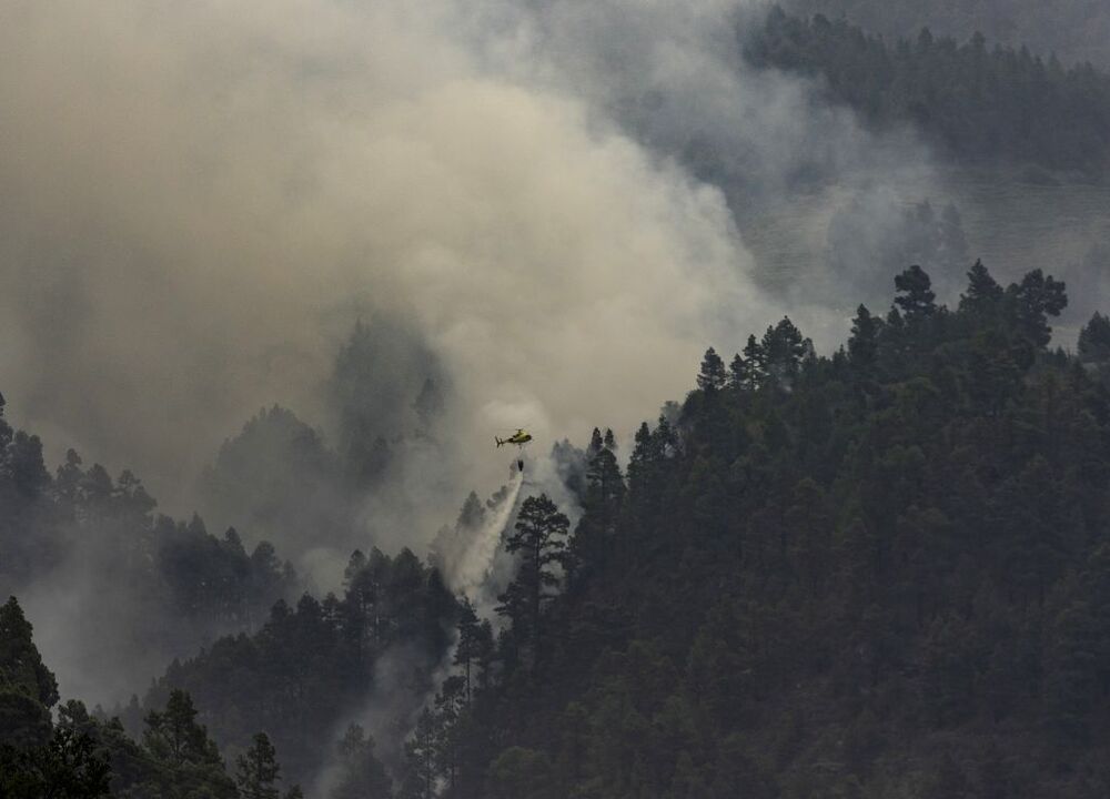 El incendio de La Palma evoluciona bien, con el esfuerzo concentrado en el Parque Nacional  / MIGUEL CALERO