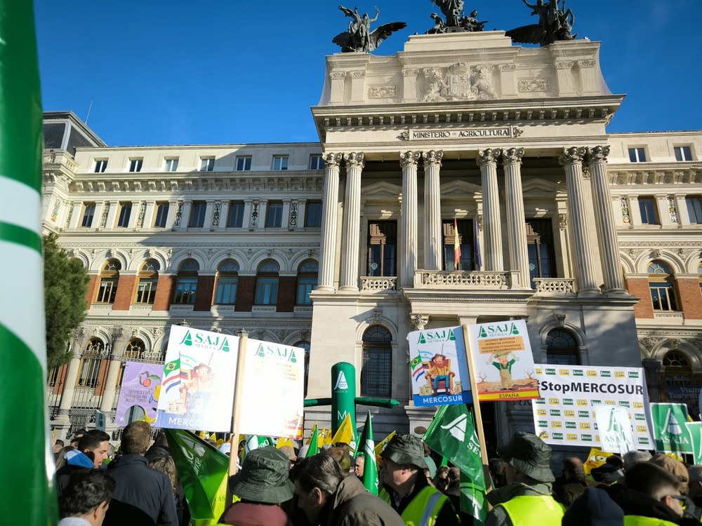 Representación de productores de Guadalajara en la manifestación de hoy en Madrid.