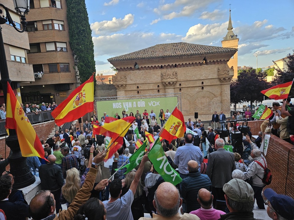 Santiago Abascal en el acto de precampaña de Vox en Guadalajara