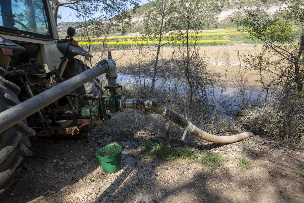 Miguel Torralbo, agricultor de Armuña de Tajuña, muestra una de la numerosas tierras de labor afectadas por la crecida del río Tajuña en la localidad.  