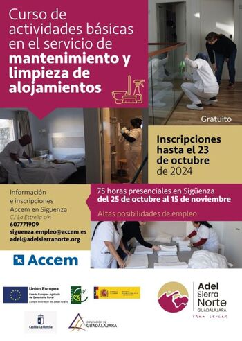 ADEL convoca curso de mantenimiento y limpieza de alojamientos