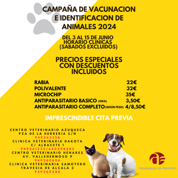 Empieza la nueva campaña de vacunación de mascotas en Azuqueca